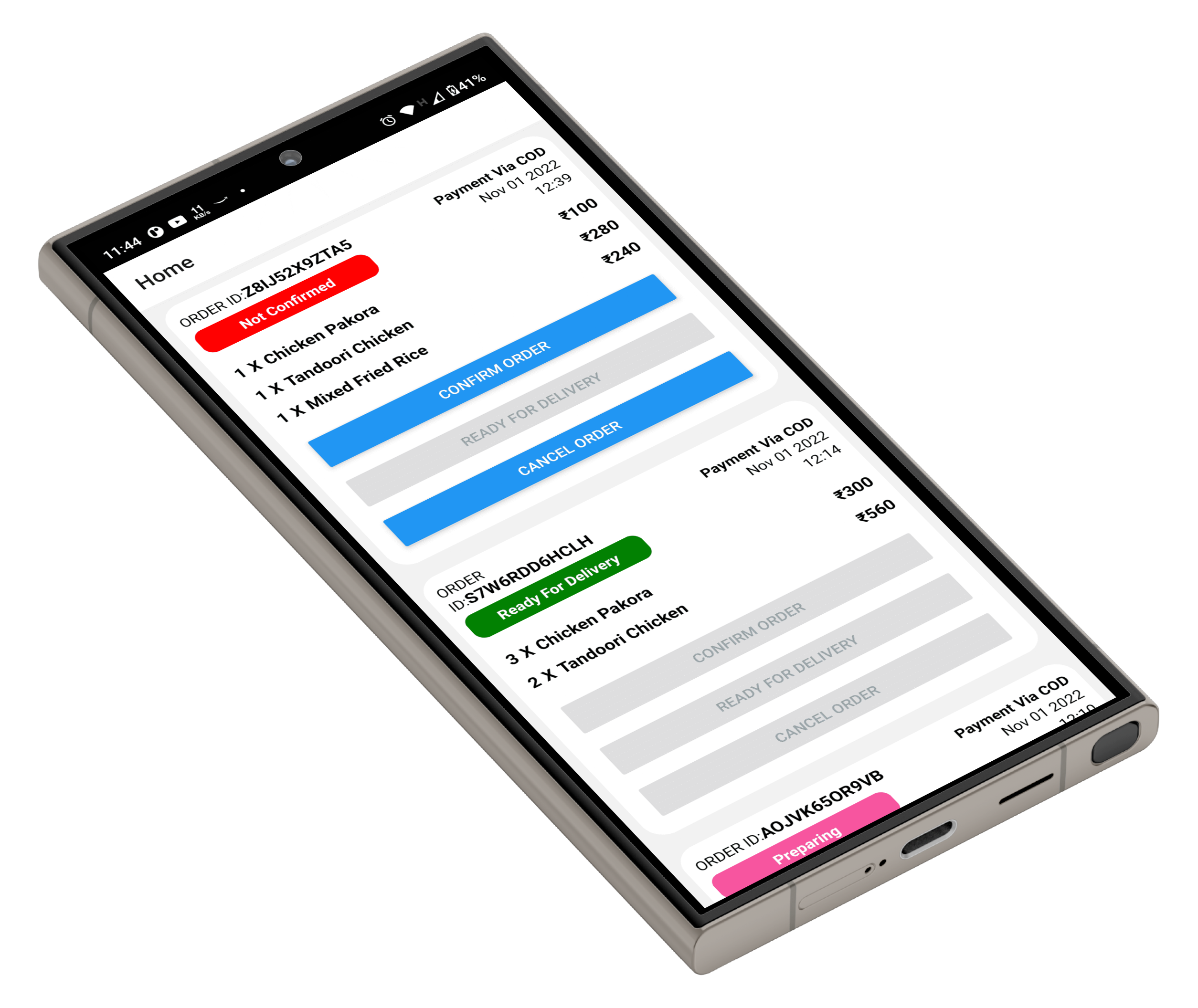 Restaurant partner app